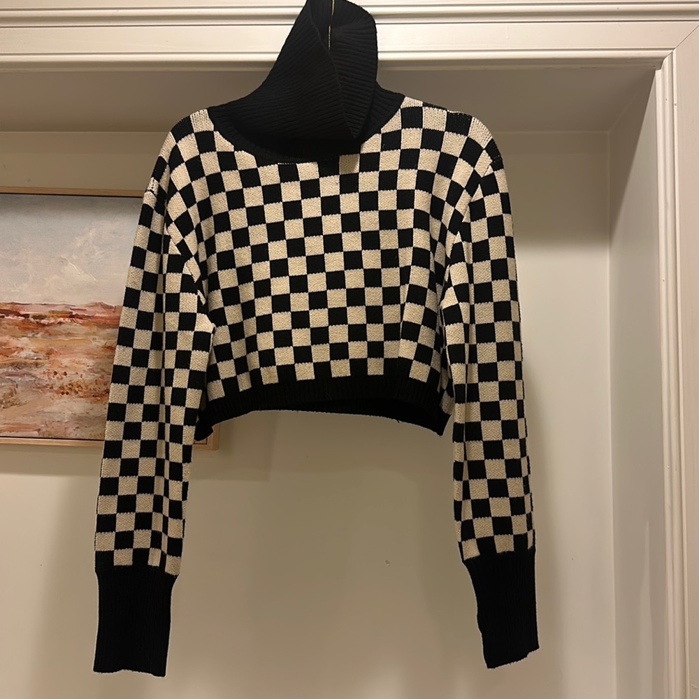 Never worn . 12th tribe cropped checkered sweater